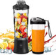 20oz Portable Blender 240W USB Rechargeable Smoothie Blender with LED Display Pulse & Blend Modes IPX7 Waterproof BPA- Travel Juicer for Shakes Ice Crushing Sports & Outdoor Black