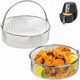 Elsjoy 2 Pack Air Fryer Baskets 8 Inch Air Fryer Replacement Accessory Mesh Basket with Handle 18/8 Stainless Steel Steamer Basket for Instant Pot Oven Steamer