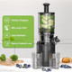 Cold Press Juicer – Hands- Electric Masticating Juicer Machine with 6.5" Large Feed Chute 350W Masticating Juicer Machine For More Juice Less Pulp High Juice Yield – Easy Cleanup & Assembly