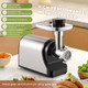 Electric Meat Grinder 3200W Heavy Duty Commercial Meat Grinders Sausage Stuffer Kubbe Kit with 2 Cutting Blades 3 Grinding Plates 3 Sausage Tubes Metal Gearbox Meat Grinder for Home Use