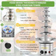Commercial Chocolate Fountain 6 Tiers 19 lb Capacity Large Commercial Hot Chocolate Fondue Tower Stainless Steel Chocolate Melting Heating Machine for Nacho Cheese Liqueurs Party Wedding