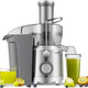 GDOR 1300W 【Extra Large】 Juicer Machines with Larger 3.2” Feed Chute Titanium Enhanced Cut Disc Centrifugal Juice Extractor Full Copper Motor Heavy Duty for Whole Fruit and Vegetable Silver XL