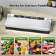 Food Storage Vacuum Sealer Machine 75KPA Strong Suction Dry/Wet Modes 20 Vacuum Seal Bags for Food Digital Countdown Timer Compact Lightweight Ideal for Home Kitchen Use (Sliver)