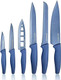 Nutriblade 13-Piece Knife Set by Granitestone High-Grade Stainless Steel Blade Chef Kitchen Knives Set with Acrylic Block Includes 6-piece Kitchen Knife plus 6-piece Fully Serrated Steak Knife (Blue)