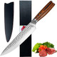 Chef Knife Super Sharp 7.5 inch Professional Chef's Knife with Pakkawood Handle VG-5 Stainless Steel Kitchen Meat Vegetable Knife with Leather Sheath and Box