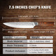Chef Knife Super Sharp 7.5 inch Professional Chef's Knife with Pakkawood Handle VG-5 Stainless Steel Kitchen Meat Vegetable Knife with Leather Sheath and Box