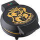 Warner Brothers Harry Potter Round Waffle Maker by Select Brands - Ceramic Coated Cooking Plates - Imprints Hogwarts Crest on Waffles Black and Gold WBH-250WM