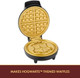 Warner Brothers Harry Potter Round Waffle Maker by Select Brands - Ceramic Coated Cooking Plates - Imprints Hogwarts Crest on Waffles Black and Gold WBH-250WM
