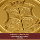 Warner Brothers Harry Potter Round Waffle Maker by Select Brands - Ceramic Coated Cooking Plates - Imprints Hogwarts Crest on Waffles Black and Gold WBH-250WM