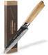 hecef 5 Inch Chef Knife Damascus Professional Japanese Knife High Carbon Damascus Stainless Steel Kitchen Knife with Ergonomic Olive Wood Handle Sharp Cooking Knife