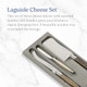 Jean Dubost Laguiole 3-Piece Cheese Knife Set Linen Handles - Rust-Resistant Stainless Steel - Includes Wooden Tray - Made in France