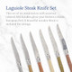 Jean Dubost Laguiole 6-Piece Steak Knife Set Black Handles - 1.2 mm Blades - Rust-Resistant Stainless Steel - Includes Wooden Block - Made in France