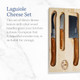 Jean Dubost Laguiole Rustic Range 3-Piece Cheese Knife Set Olive Wood Handles - Rust-Resistant Stainless Steel - Includes Wooden Tray - Made in France Jean Dubost Laguiole Rustic Range 3-Piece Cheese Knife Set Olive Wood Handles - Rust-Resistant Stainless Steel - Includes Wooden Tray - Made in France