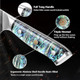 Damascus Steel Santoku Knife 7 Inch Japanese Professional 10Cr15MOV Blade with Hand Forged Hammer Pattern Ultra Sharp Kitchen Knife with Abalone Shell Ergonomic Handle