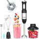 Keylitos 5 in 1 Immersion Hand Blender Mixer [d] Handheld Stick Blender with 600ML Chopper 800ML Beaker Whisk and Milk Frother for Smoothie Baby Food Sauces Red Puree Soup (Black)