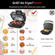 Indoor Grill Air Fryer Combo with See-Through Window 7-in-1 Smokeless Electric Air Grill up to 450°F 1750W Contact Grill with Non-Stick Removable Plates Even Heat Silicon Tongs as 4Qt