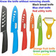 Ceramic Knife Set Knives Set for Kitchen Ceramic Kitchen Knives Colored w Sheath 6" Bread Knife 6" Chef Knife 5" Utility Knife 4" Fruit Knife 3" Paring Knife 1 Peeler Colorful Rust Proof