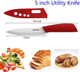 Ceramic Knife Set Knives Set for Kitchen Ceramic Kitchen Knives Colored w Sheath 6" Bread Knife 6" Chef Knife 5" Utility Knife 4" Fruit Knife 3" Paring Knife 1 Peeler Colorful Rust Proof