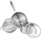 Leetaltree 3-Ply Stainless Steel Saucepan Set - 1.5 Quart Saucepan with Steamer Basket & 7" Shallow Saucepan Multipurpose Cookware with Dual-Size Drainage Holes Lid Induction & Oven Safe