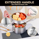 Leetaltree 3-Ply Stainless Steel Saucepan Set - 1.5 Quart Saucepan with Steamer Basket & 7" Shallow Saucepan Multipurpose Cookware with Dual-Size Drainage Holes Lid Induction & Oven Safe