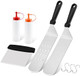 Griddle Accessories Set of 5 Leonyo Stainless Steel Grill Griddle Tool Set- Metal Spatula for Flat Top Hibachi Teppanyaki Kitchen Cooking Riveted Grip Dishwasher Safe S Hooks Indoor Outdoor