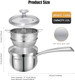 2.3 Quart Stainless Steel Saucepan with Steamer Basket，Tri-ply Construction，Multi-functional Sauce Pan Set with Lid，Small Sauce Pots Cooking for Pasta，Gravies，Noodles，Vegetable