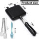 Grilled Sandwich Frying Pan Stovetop Toasted Panini Maker with Handle Flip Grill Pan Double Sided Nonstick Aluminum Flip Maker for Home Cooks Toasties Kitchen Breakfast Camping Black