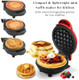 Mini Waffle Maker with Removable Interchangeable Plates. Best for Waffle and Pancake with Storage Case for Seven Removable Plates