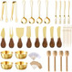 46Pcs Charcuterie Boards Accessories Small Serving Utensil Set Cheese Butter Spreader Knives Mini Stainless Steel Cutlery Tong Spoon Fork Bowl Wooden Toothpick for Kitchen Wedding Christmas (Gold) 46Pcs Charcuterie Boards Accessories Small Serving Utensil Set Cheese Butter Spreader Knives Mini Stainless Steel Cutlery Tong Spoon Fork Bowl Wooden Toothpick for Kitchen Wedding Christmas (Gold)