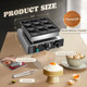 Moongiantgo Dutch Pancake Maker 9PCS Non-stick Dorayaki Maker Machine with Tong Recipe Trays. 50-300℃Temp&5min Time control Big 2.9’’ Pancake Maker for Bakery Home Restaurant 110V