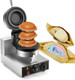 Moongiantgo UFO Burger Waffle Maker Ice Cream Filling Burger Machine With 0-5 Time & 50-300℃ Temp Control Double-Sided Heating Hamburger Maker Non-Stick Gelato Panini Press For Home Kitchen (110V)