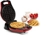 Moss & Stone Red Belgian Waffle Maker Electric Waffle Machine Flips & Non-Stick Grids Temperature Control Round Waffle