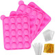 Cake Pop Maker Kit with 2 Silicone Mold Sets with 3 Tier Cake Stand Chocolate Candy Melts Pot Silicone Cake Molds Paper Lollipop Sticks Decorating Pen with 4 Piping Tips Bag and Twist Ties
