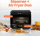 Steami 11-in-1 Convection Air Fryer 25QT Countertop Oven for Baking Roast Steam Dehydrate Pizza - Convection Oven with Accessories for Healthy Cooking Stainless Steel
