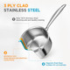 Ohtomber Stainless Steel Sauce Pan - Tri-Ply 1.5 Quarts Steamer for Cooking Small Cooking Pot with Steamer Basket Sauce Pan with Lid Non Stick Saucepan Induction Steam Pot for Vegetable Oatmeal