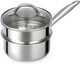 Ohtomber Stainless Steel Sauce Pan - Tri-Ply 1.5 Quarts Steamer for Cooking Small Cooking Pot with Steamer Basket Sauce Pan with Lid Non Stick Saucepan Induction Steam Pot for Vegetable Oatmeal Ohtomber Stainless Steel Sauce Pan - Tri-Ply 1.5 Quarts Steamer for Cooking Small Cooking Pot with Steamer Basket Sauce Pan with Lid Non Stick Saucepan Induction Steam Pot for Vegetable Oatmeal