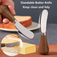 2 Pack Butter Spreader Knife Standing Stainless Steel Cheese Spreader Knives with Wood Handle Butter Knives with Sharp Edge for Easily Cutting & Spreading Butter & Cheese Sandwich Cream Cake