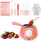 8.45oz Melting Fondue Set MINI Electric Chocolate Melting Pot Chocolate Fondue Fountain Warmer Machine for Milk Chocolate Cheese Butter Candy (Pink)