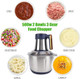 Electric Food Chopper Stainless Steel Powerful 500W Meat Blender for Kitchen Meat Vegetables Onion Garlic Salad Fruits Nuts (US Plug 110V)