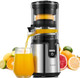 Electric Citrus Juicer Reemix Lemon Squeezer with Brushed Stainless Steel Body Fully Automatic One-click Operation Orange Squeezer Black+Silver