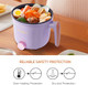 Hot Pot Electric with Steamer Rapid Noodles Cooker Non-Stick Electric Pot for Raman Soup Noodles Steak Oatmeal Rapid with Temperature control (Rotary switch) 1.8L Purple