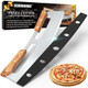 SCHVUBENR 14'' Pizza Cutter Rocker with Wooden Handles - Sharp Stainless Steel Pizza Slicer with Comfort Cover - Large Pizza Knife Cutter Wheel - Easy to Use & Clean - Slice Pizza with Ease
