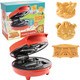 Daniel Tiger Neighborhood Waffle Maker Iron- Electric Nonstick Waffler Feat. 3D Mini Character Shaped Waffles Pancakes- Daniel Tiger Katerina Kitty Cat & Trolley- Fun Breakfast for Kids - Great