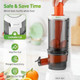 Secura Mesh Slow Juicer with Stainless Steel Prong Spiral Auger Cold Press Juicer Masticating Juicer Machines with Quiet Motor & Reverse Function for Vegetables and Fruits White