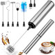 Milk Frother Wand for Coffee Coffee Foamer Drink Mixer Handheld Frother Rechargeable Electric Whisk with 5 Heads 2 Speeds for Latte Cappuccino Hot Chocolate Egg(Home and Travel Set Black)