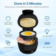 Breakfast Sandwich Maker with Egg Cooker Ring Mini Burger Press Maker with Non-Stick Plate Electric Omelette Maker for Stuffed Burgers Sliders English Muffins Waffle Croissants Black