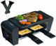 TAMARIT Raclette Grill for 2 Person Compact Indoor Electric Korean BBQ Grill 450W Portable Tabletop Grill with Non-Stick Iron Plate and 2 Cheese Pans Ideal for Small Kitchen or Apartment Black/Small