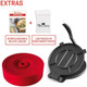 Uno Casa Cast Iron Tortilla Press 8 Inch with Tortilla Warmer - Bundle of Pre-seasoned Quesadilla Roti and Pataconera Maker With Taco Shell Warmer including 100 Pcs Parchment Paper