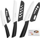 WACOOL Ceramic Knife Set 3-Piece (Includes 6-inch Chef's Knife 5-inch Utility Knife and 4-inch Fruit Paring Knife) with 3 Knife Sheaths for Each Blade (Black Blade)