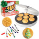 Christmas Holiday Waffle Maker w 6 Edible Food Markers- Make X-Mas Breakfast Fun w Delicious Decorated Pancakes or Waffles- Electric Nonstick Waffler Iron Fun for Kids & Adults Family Activity